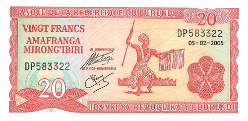 Burundi P-27d 20 Francs 05.02.2005
