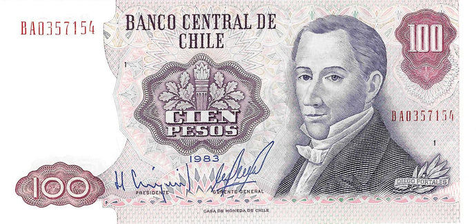Chile P-152b 100 Pesos 1983