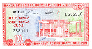 Burundi / P-20b / 10 Francs / 01.04.1970