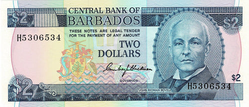 Barbados P-30a 2 Dollars ND (1980)