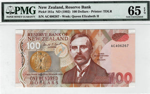 New Zealand P-181a 100 Dollars ND (1992)