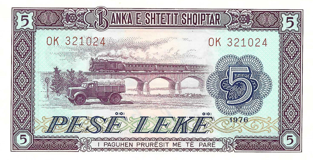 Albania / P-42a / 5 Leke / 1976