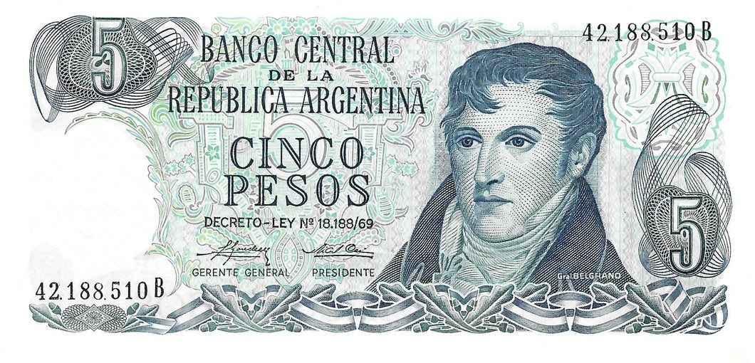 Argentina / P-294 / 5 Pesos/  ND (1974-76)