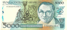 Brazil / P-217b / 5 Cruzados Novos on 5'000 Cruzados / ND (1989)