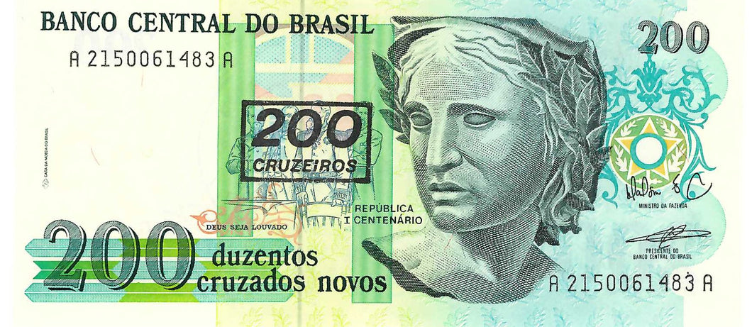 Brazil / P-225b / 200 Cruzeiros / ND (1990)