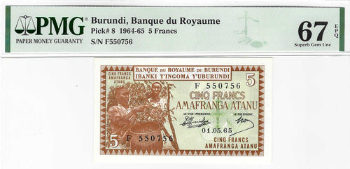 Burundi / P-08 / 5 Francs / 01.05.1965