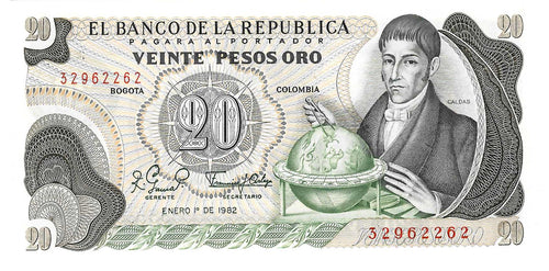 Colomba P-409d 20 Pesos Oro 01.01.1982