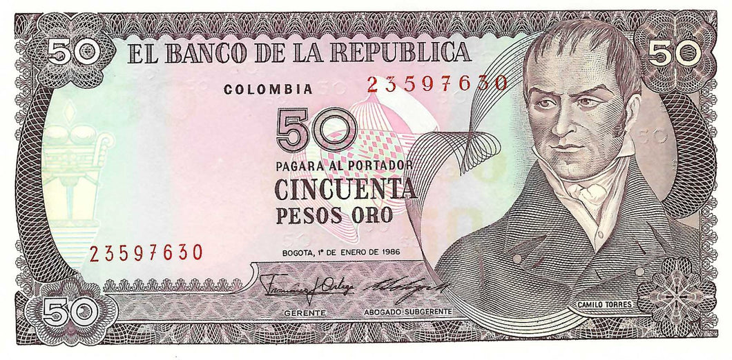 Colombia / P-425b / 10 Pesos Oro / 01.01.1986