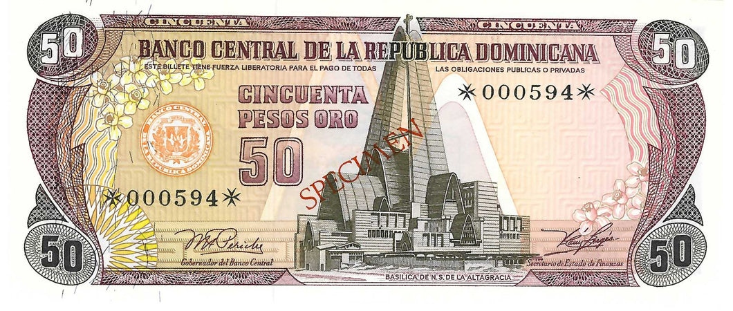 Dominican Republic / P-CS4 / 50 Pesos Oro / 1978 / SPECIMEN