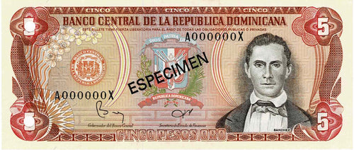 Dominican Republic / P-118s1 / 5 Pesos Oro / 1982 /  SPECIMEN