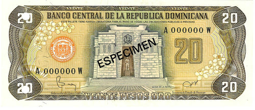 Dominican Republic / P-120s1 / 20 Pesos Oro / 1982 / SPECIMEN