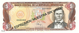 Dominican Republic / P-143s / 5 Pesos Oro / 1993 / SPECIMEN
