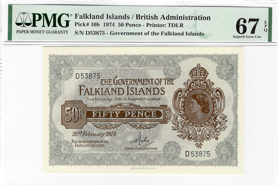 Falkland Islands / P-10b / 50 Pence  / 20.02.1974