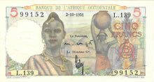 French West Africa / P-36 / 5 Francs / 02.10.1951