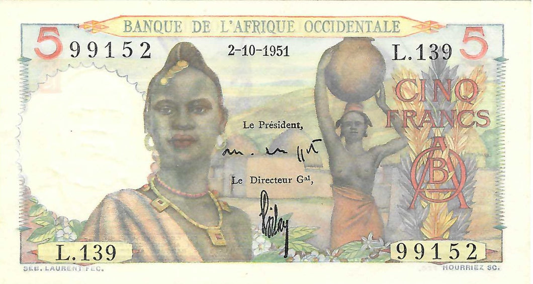 French West Africa / P-36 / 5 Francs / 02.10.1951