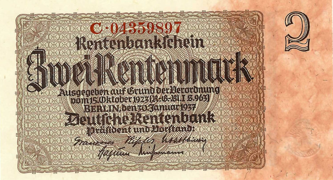 Germany / P-174b / 2 Rentenmark / 30.01.1937