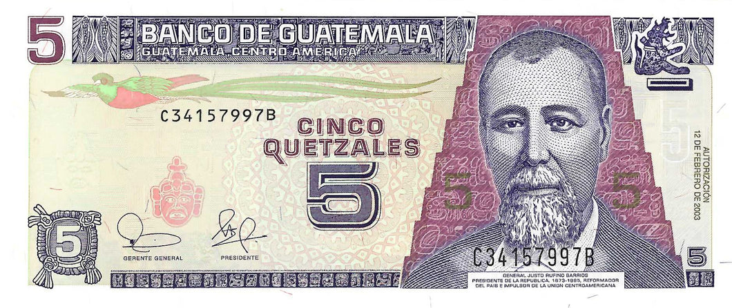 Guatemala / P-106a / 5 Quetzales / 12.02.2003