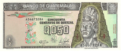 Guatemala / P-072a / 1/2 Quetzales / 04.01.1989