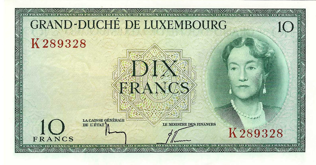 Luxembourg / P-48a / 10 Francs / ND (1954)