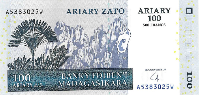 Madagascar / P-86b / 500 Francs = 100 Ariiary / 2004