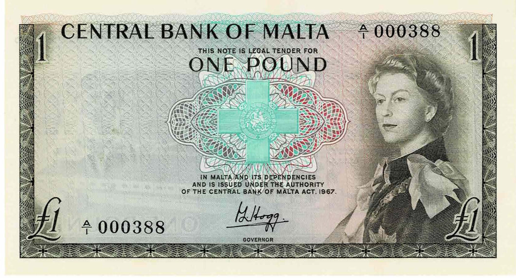 Malta / P-29a / 1 Pound / L 1967 (1968) Low number