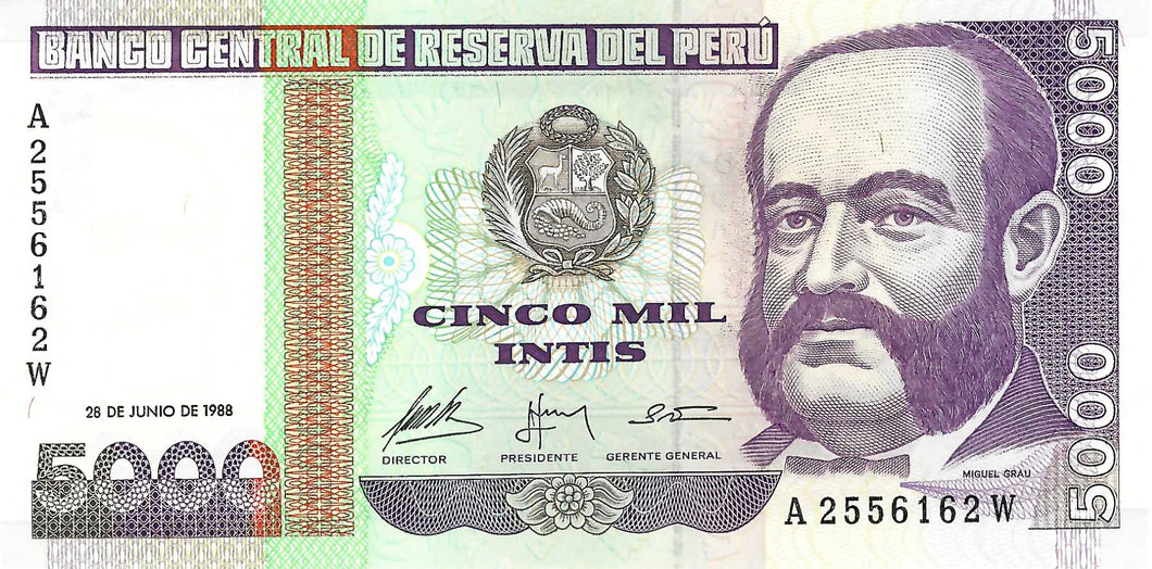 Peru / P-137 / 5'000  Intis / 28.06.1988