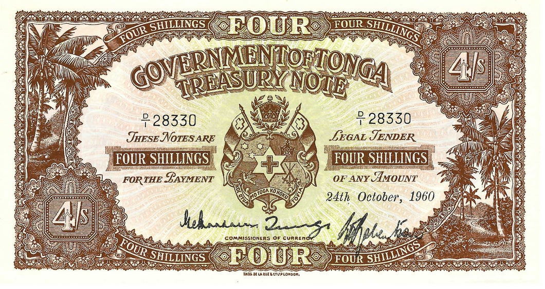Tonga / P-09d / 4 Shillings / 24.10.1960