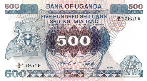 Uganda / P-25 / 500 Shillings / 1986