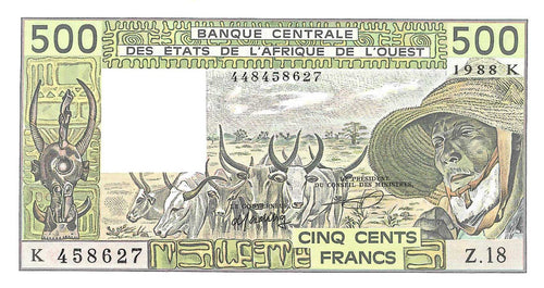 West African States / Senegal / P-706Ka / 500 Francs / 1988