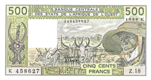 West African States / Senegal / P-706Ka / 500 Francs / 1988