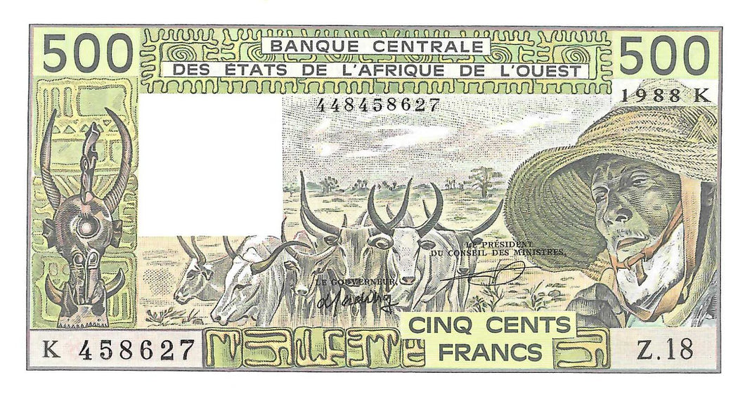 West African States / Senegal / P-706Ka / 500 Francs / 1988