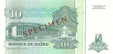 Zaire / P-54s / 10 Nouveaux Zaires / 24.06.1993 / SPECIMEN
