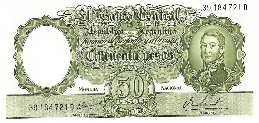Aegentina P-276 50 Pesos ND (1968-69)