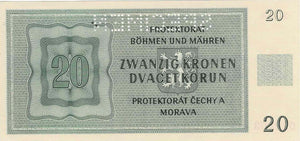 Bohemia and Moravia / P-09s / 20 Korun / 24.01.1944 / SPECIMEN