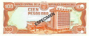 Dominican Republic / P-122s1 / 100 Pesos Oro / 1981 / SPECIMEN