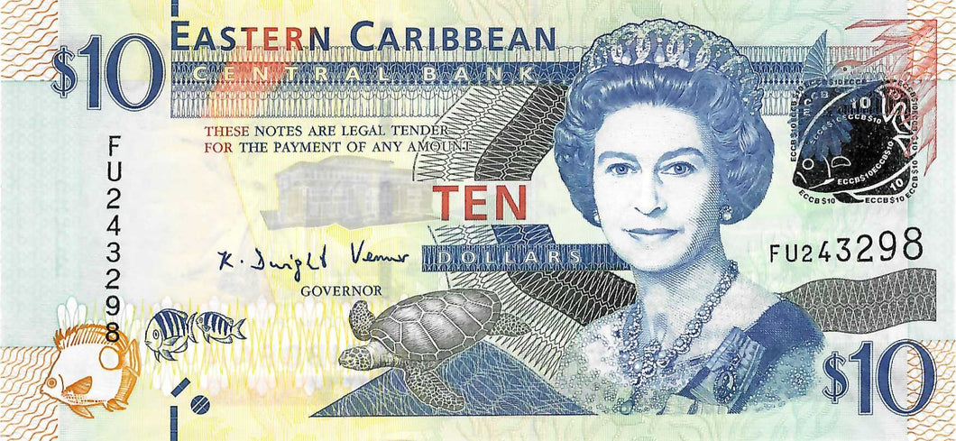 East Caribbean States P-52 10 Dollars ND (1952)