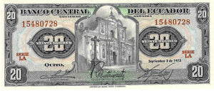 Ecuador 20 Sucres 03.09.1973