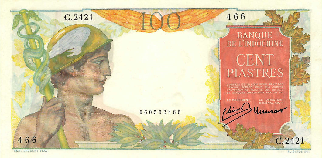 French Indo-China P-82b 100 Piastres ND (1949-54)