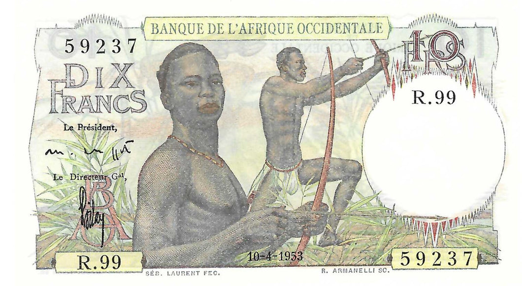French West Africa P-35 10 Francs 10.04.1953