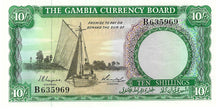 Gambia P-1a 10 Shillings ND (1965-70)
