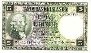 Iceland P-32b 5 Kronur L 1928