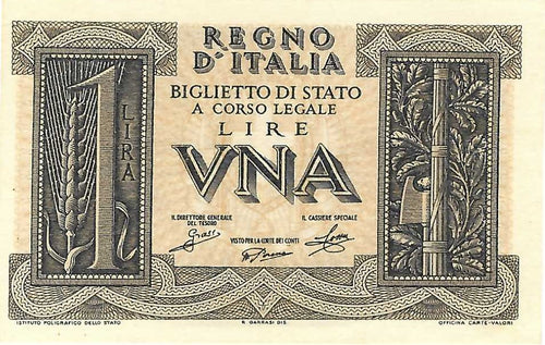Italy P-26 1 Lira 14.11.1939