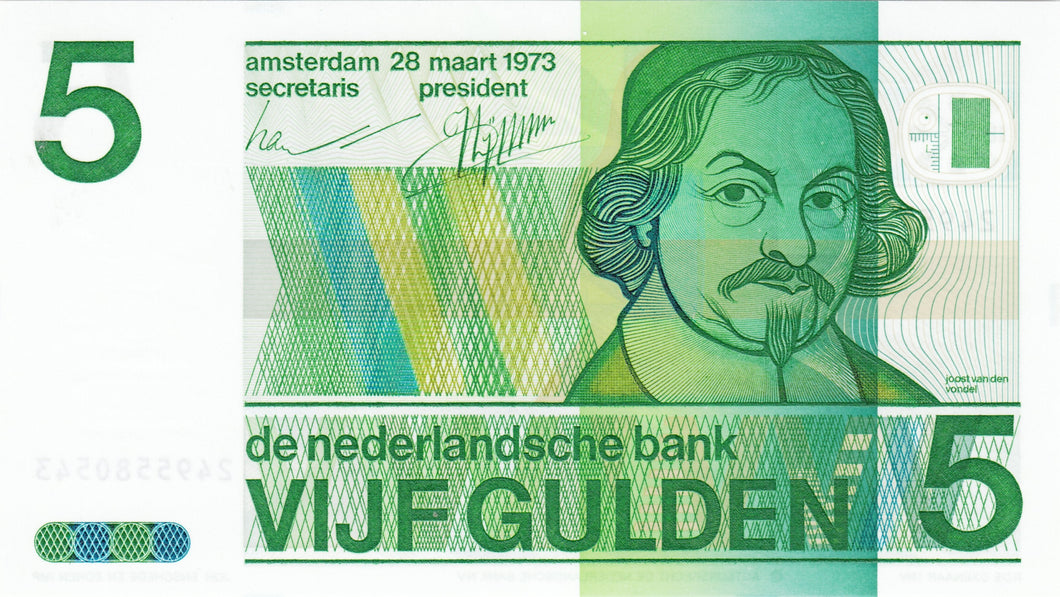 Netherlands P-95a 5 Gulden 28.03.1973