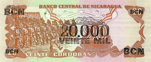 Nicaragua / P-147 / 20'000 Cordobas on 20 Cordobas /  D 1987 (1987)
