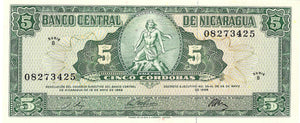 Nicaragua / P-116a / 5 Cordobas / D 1968 rare