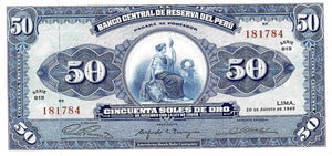 Per P-89a 50 Soles de Oro 20.08.1965