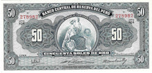 Peru P-78a 50 Soles 24.10.1957