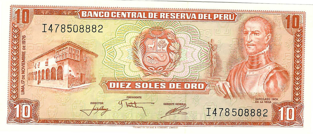 Peru P-112 10.Soles de Oro 17.11.1976