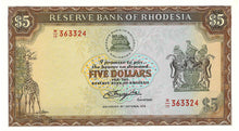 Rhodesia P-36b 5 Dollars 20.10.1978