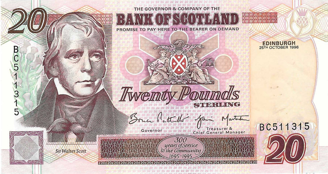 Scotland P-121b 20 Pounds 25.10.1996
